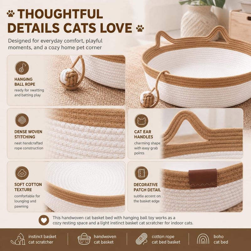 Cesta/Cama para Gatos de Cuerd - Furniture Hardware For Bed reseña y precio